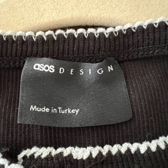 ASOS Black Contrast Trim Sleeveless Button Tank Top - Picture 5 of 5